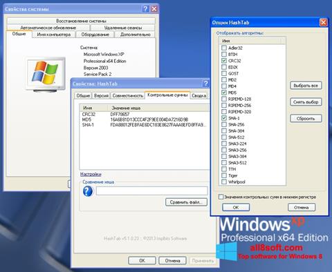 Capture d'écran HashTab pour Windows 8