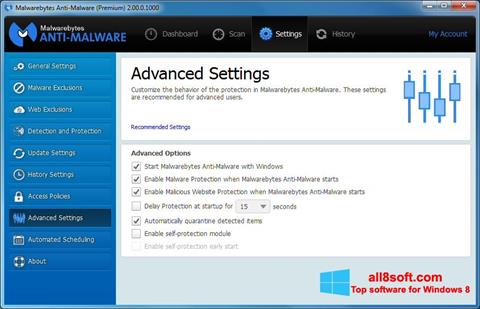 Capture d'écran Malwarebytes Anti-Malware pour Windows 8