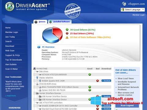 Capture d'écran DriverAgent pour Windows 8