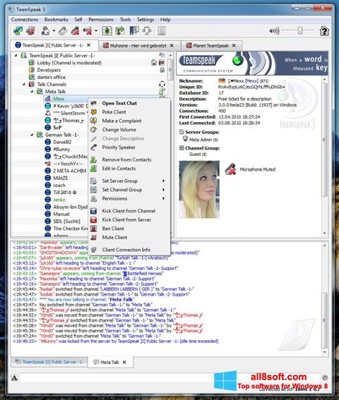 Capture d'écran TeamSpeak pour Windows 8
