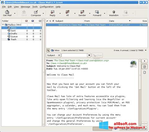 Capture d'écran Claws Mail pour Windows 8