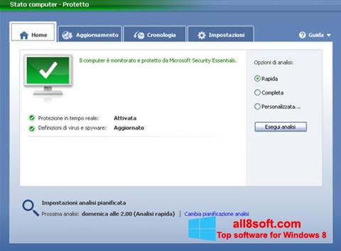 Capture d'écran Microsoft Security Essentials pour Windows 8
