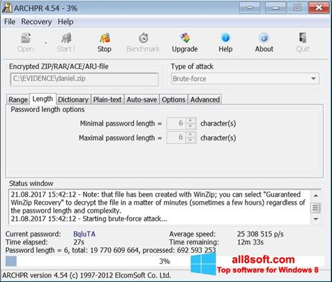 Capture d'écran Advanced Archive Password Recovery pour Windows 8