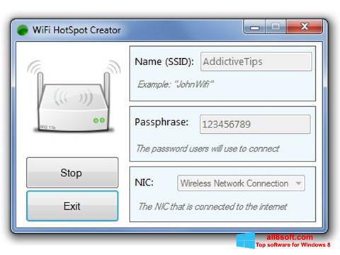 Capture d'écran Wi-Fi HotSpot Creator pour Windows 8
