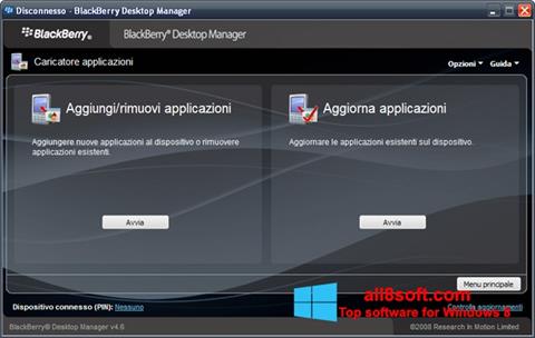 Capture d'écran BlackBerry Desktop Manager pour Windows 8