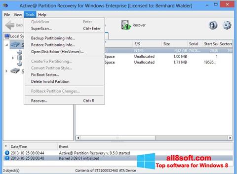 Capture d'écran Active Partition Recovery pour Windows 8