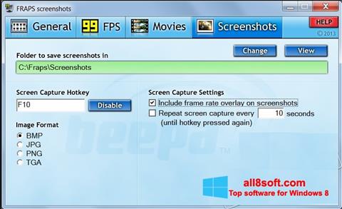 Capture d'écran Fraps pour Windows 8