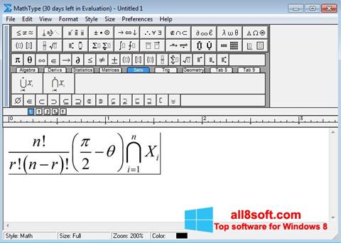 Capture d'écran MathType pour Windows 8