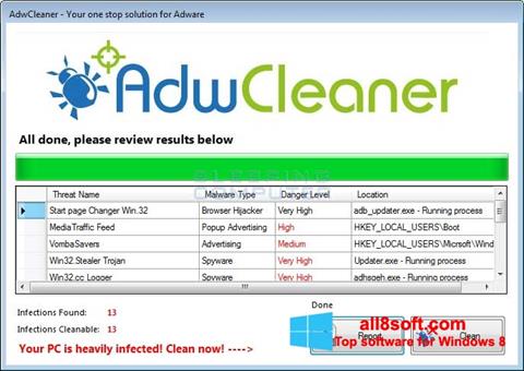 Capture d'écran AdwCleaner pour Windows 8