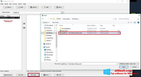 Capture d'écran ArtMoney pour Windows 8