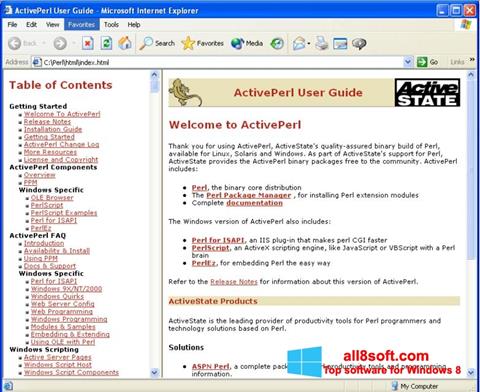 Capture d'écran ActivePerl pour Windows 8