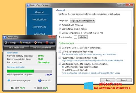 Capture d'écran BatteryCare pour Windows 8