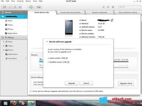 Capture d'écran LG PC Suite pour Windows 8