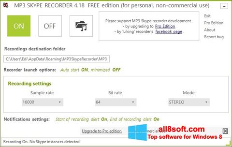 Capture d'écran MP3 Skype Recorder pour Windows 8