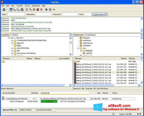 Capture d'écran FileZilla pour Windows 8