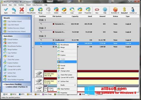 Capture d'écran MiniTool Partition Wizard pour Windows 8
