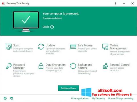 Capture d'écran Kaspersky Total Security pour Windows 8