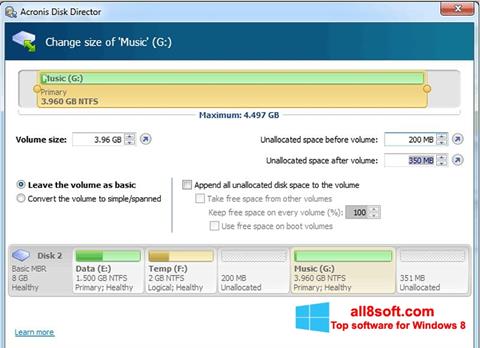 Capture d'écran Acronis Disk Director Suite pour Windows 8