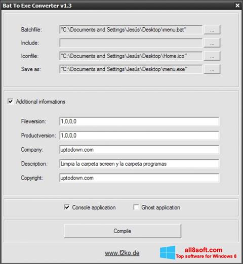 Capture d'écran Bat To Exe Converter pour Windows 8