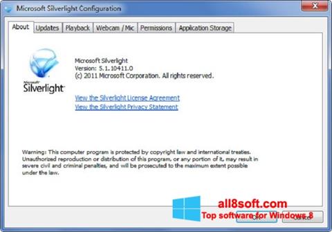 Capture d'écran Microsoft Silverlight pour Windows 8