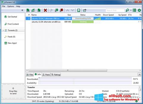 Capture d'écran BitTorrent pour Windows 8