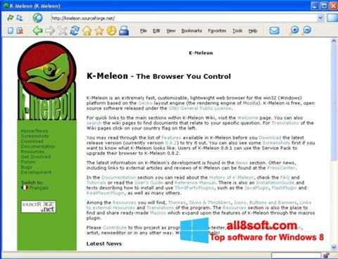 Capture d'écran K-Meleon pour Windows 8
