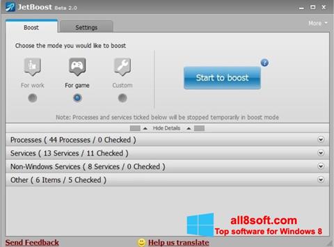 Capture d'écran JetBoost pour Windows 8