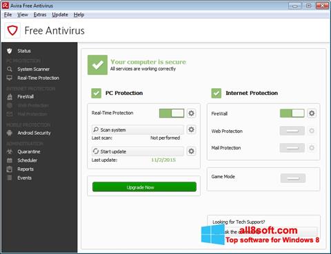 Capture d'écran Avira Free Antivirus pour Windows 8