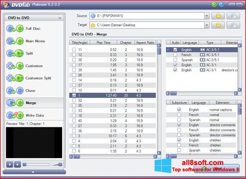 Capture d'écran DVDFab pour Windows 8