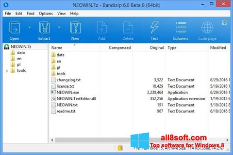 Capture d'écran Bandizip pour Windows 8
