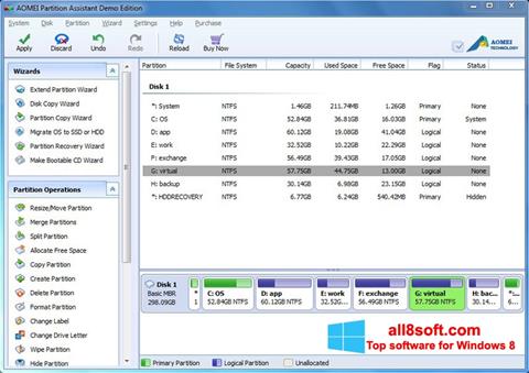 Capture d'écran AOMEI Partition Assistant pour Windows 8