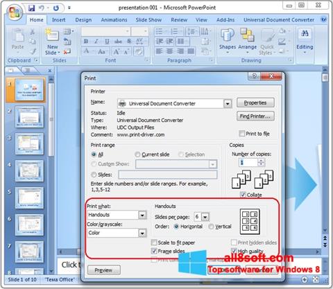 Capture d'écran Microsoft PowerPoint pour Windows 8