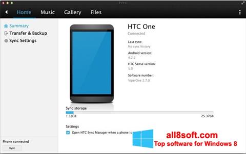Capture d'écran HTC Sync pour Windows 8