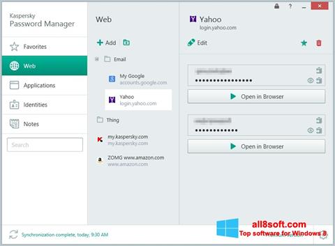 Capture d'écran Kaspersky Password Manager pour Windows 8