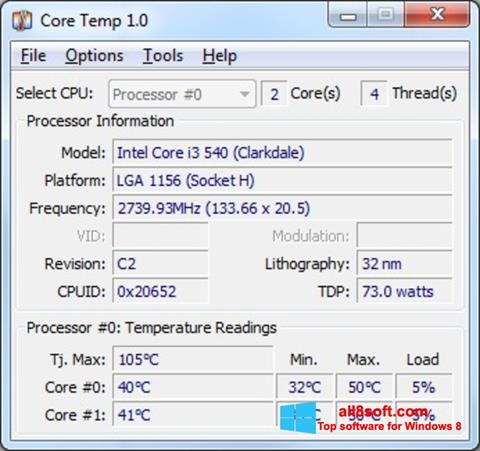 Capture d'écran Core Temp pour Windows 8