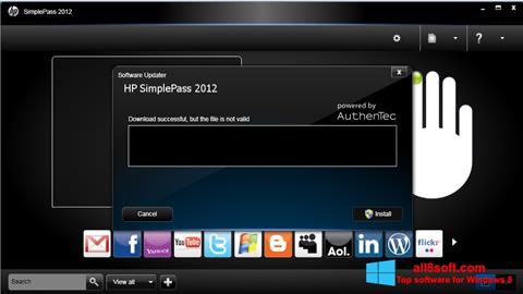 Capture d'écran HP SimplePass pour Windows 8