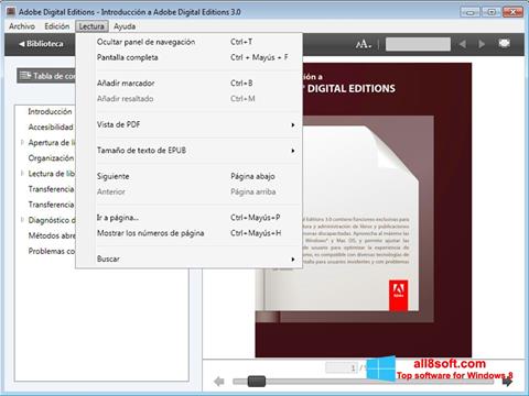 Capture d'écran Adobe Digital Editions pour Windows 8