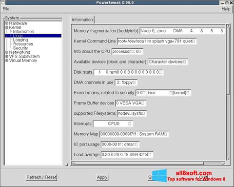 Capture d'écran PowerTweak pour Windows 8