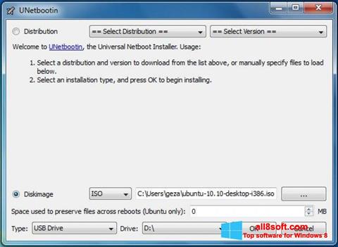 Capture d'écran UNetbootin pour Windows 8