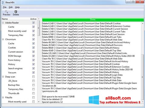 Capture d'écran BleachBit pour Windows 8
