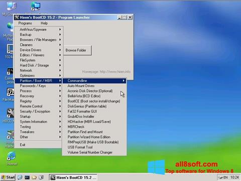 Capture d'écran Hirens Boot CD pour Windows 8