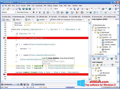 Capture d'écran phpDesigner pour Windows 8