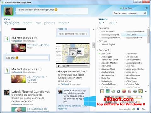 Capture d'écran Windows Live Messenger pour Windows 8