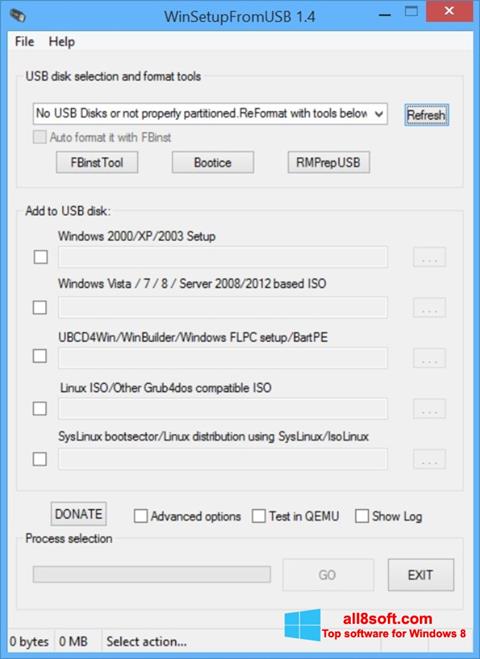 Capture d'écran WinSetupFromUSB pour Windows 8