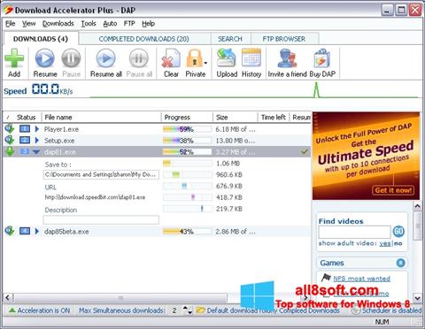 Capture d'écran Download Accelerator Plus pour Windows 8