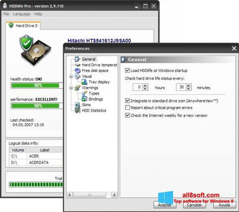 Capture d'écran HDDlife pour Windows 8