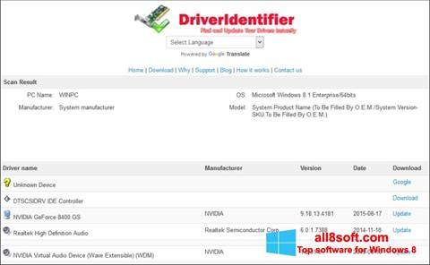 Capture d'écran Driver Identifier pour Windows 8