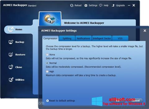 Capture d'écran AOMEI Backupper pour Windows 8