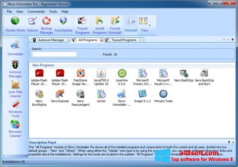 Capture d'écran Revo Uninstaller pour Windows 8