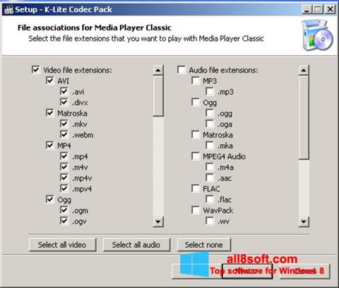 Capture d'écran K-Lite Codec Pack pour Windows 8